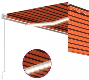narancssárga-barna kézzel kihúzható LED-es napellenző 4 x 3 m