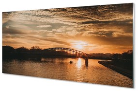 Üvegképek Krakow folyami híd naplemente 120x60cm