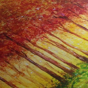 Kép - Lombhullató erdő festménye (órával) (90x30 cm)