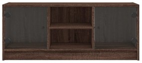 barna tölgyszínű TV-szekrény üvegajtókkal 102 x 37 x 42 cm