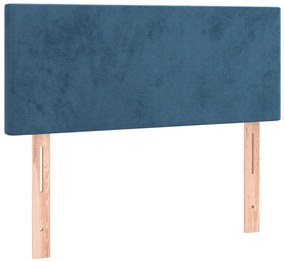 sötétkék bársony rugós ágy matraccal 90x190 cm