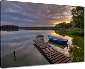 Vászonkép 70x50 Naplemente tó