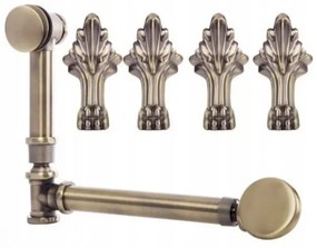 Antica szabadon álló kád antik réz lábakkal és leeresztővel