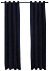 2 db fekete bársony sötétítőfüggöny gyűrűkkel 140 x 175 cm