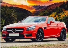 Kép - piros Mercedes (üvegen) (70x50 cm)