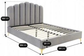 Bézs Bársony Ágykeret 160x200 GEMINI