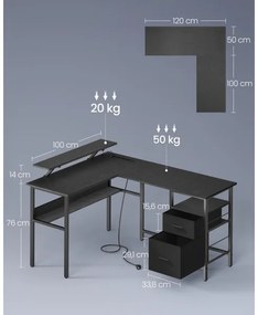 SOLEA-X íróasztal háttérvilágítással, barna/fekete
