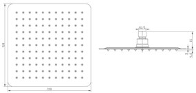 Sapho - Fejzuhany SLIM 25x25 cm csiszolt rozsdamentes
