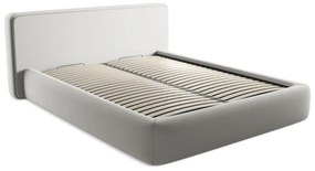 Világosszürke kárpitozott ágyneműtartós franciaágy ágyráccsal 160x200 cm Kiana – Makamii