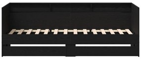 Fekete Napágy Fiókokkal Fekete tölgy Furnérozott fa 75 x 190 cm