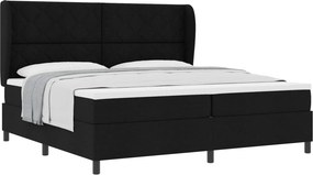 vidaXL Boxrugós ágy matracmal fejtámlával Fekete 200 x 200 cm szövet
