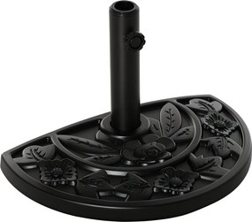 Outsunny 9 kg-os kerti napernyő állvány virágmintával, félkör alakú napernyő tartó, állvány 35/38/48 mm átmérőjű pólushoz, erkélyre, teraszra, kertbe,