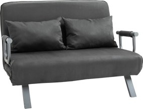 HOMCOM Ággyá alakítható Kanapé Állítható Háttámlával, díszpárnákkal, Velúr megjelenésű, Karfa, Vendégágy, Összecsukható Szék, Nappalihoz, Hálószobához