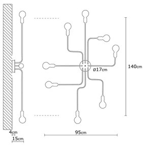 Felületre szerelhető csillár TRUVA 8xE27/40W/230V