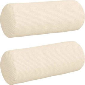 vidaXL Hengerpárnák 2 pcs Krém Ø 15 x 40 cm Bársonyos szövet