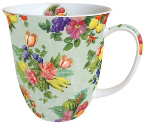 Flowers and Fruits Green porcelán bögre 400ml