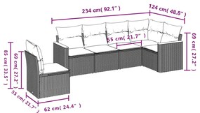 6 részes bézs polyrattan kerti ülőgarnitúra párnával