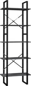 vidaXL ötszintes szürke fenyőfa könyvszekrény 60 x 30 x 175 cm