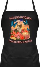 Ajándék kötény nyomott mintával Kellemes napot és finom kávét