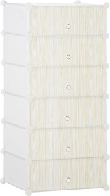 HOMCOM Műanyag Cipőtartó Polc 6 Pár Cipőhöz Üvegdoboz Előszobába DIY Rakható Polc Cipőtartó Fehér 49 x 36,5 x 108 cm | Aosom