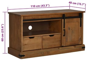 HALDEN tömör fa TV szekrény tolóajtóval 110x40x60 cm