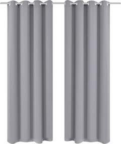 vidaXL 2 db szürke sötétítőfüggöny fémkarikákkal 135 x 245 cm
