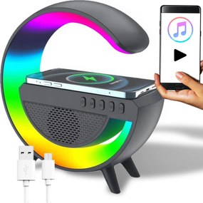 Led Gamer Lámpa Hangszóró Rgb Töltő Indukciós Óra Rádió