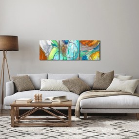 Kép - Színes absztrakció (órával) (90x30 cm)