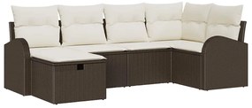 Kerti Kanapé Szett 6 pcs Barna és krémszínű 234 x 124 x 85 cm