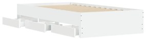 fehér szerelt fa ágykeret fiókokkal 75x190 cm