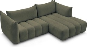 Zöld buklé sarokkanapé (jobb oldali-heverő résszel) Azra – Bobochic Paris