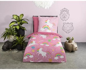Rózsaszín egyszemélyes mikroszálas gyerek ágyneműhuzat 140x200 cm – Good Morning