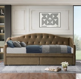 Ágy tárhellyel, 90x200, barna Velvet szövet, ZASKA