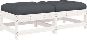 vidaXL 2 db fehér tömör fenyőfa kerti lábzsámoly párnával