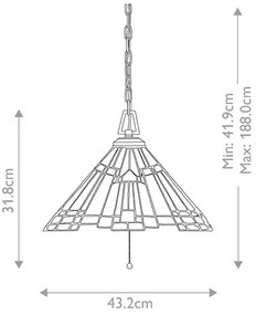 Elstead QZ-INGLENOOK-P-A - Tiffany INGLENOOK láncra függesztett csillár, 3xE27/60W/230V