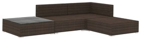 4-részes barna polyrattan kerti bútorszett párnákkal