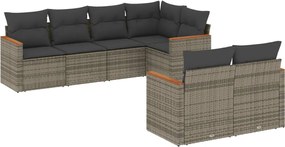 vidaXL 7 részes szürke polyrattan kerti ülőgarnitúra párnákkal
