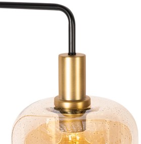 Design állólámpa fekete rézzel és borostyán üveggel - Zuzanna