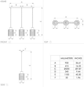 Eglo 43648 - Csillár zsinóron MILLIGAN 3xE27/40W/230V ezüst