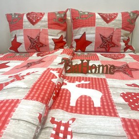Pamut lepedők Karácsonyi Winter piros TiaHome - 1x Párna 90x70cm, 1x Paplan 140x200cm