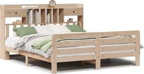 vidaXL tömör fenyőfa könyvespolcos ágy matrac nélkül 180 x 200 cm