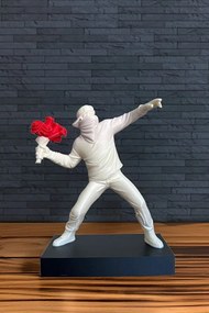 Banksy díszfigura fekete/piros/fehér