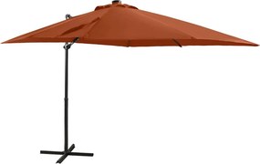 vidaXL terrakotta konzolos napernyő rúddal és LED-fényekkel 250 cm
