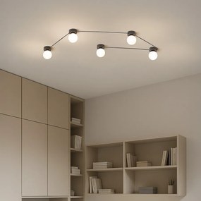 RENDL VELA V mennyezeti lámpa fekete opálüveg 230V LED G9 5x6W