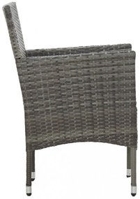 3 részes szürke polyrattan és üveg kerti étkezőgarnitúra
