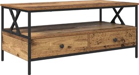 vidaXL Dohányzóasztal with Drawer Régi fa 100 x 51 x 45 cm Faanyag