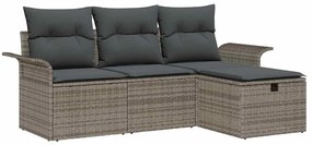 vidaXL Kerti Kanapé Szett párnával tárolóval 4 pcs Poli rattan