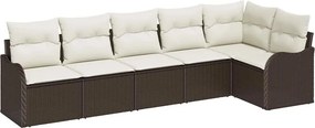 vidaXL Kerti Kanapé Szett tárolóval 6 pcs Barna polirattan