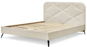 Bézs kárpitozott franciaágy ágyráccsal 140x190 cm Prune – Bobochic Paris