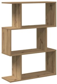 3 szintes kézműves tölgy fa elválasztó könyvespolc 70x24x97 cm